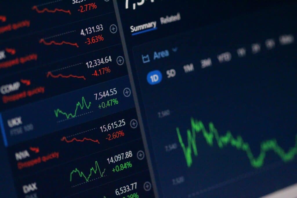 Ecran d'ordinateur avec le bourse